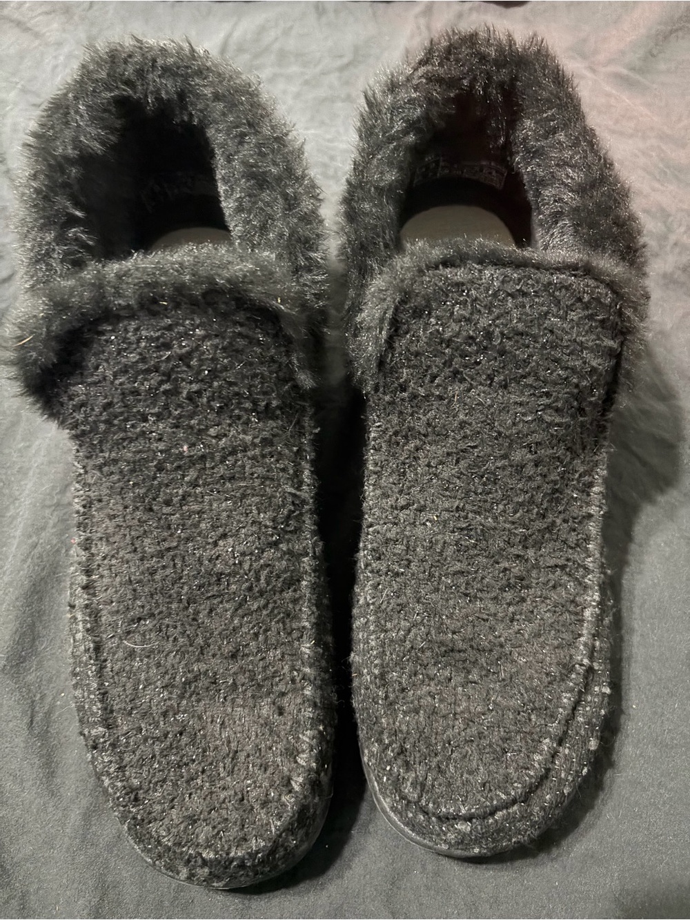 Hey Dude Women's Fuzzy Moccasin Slippers - Black Sparkle